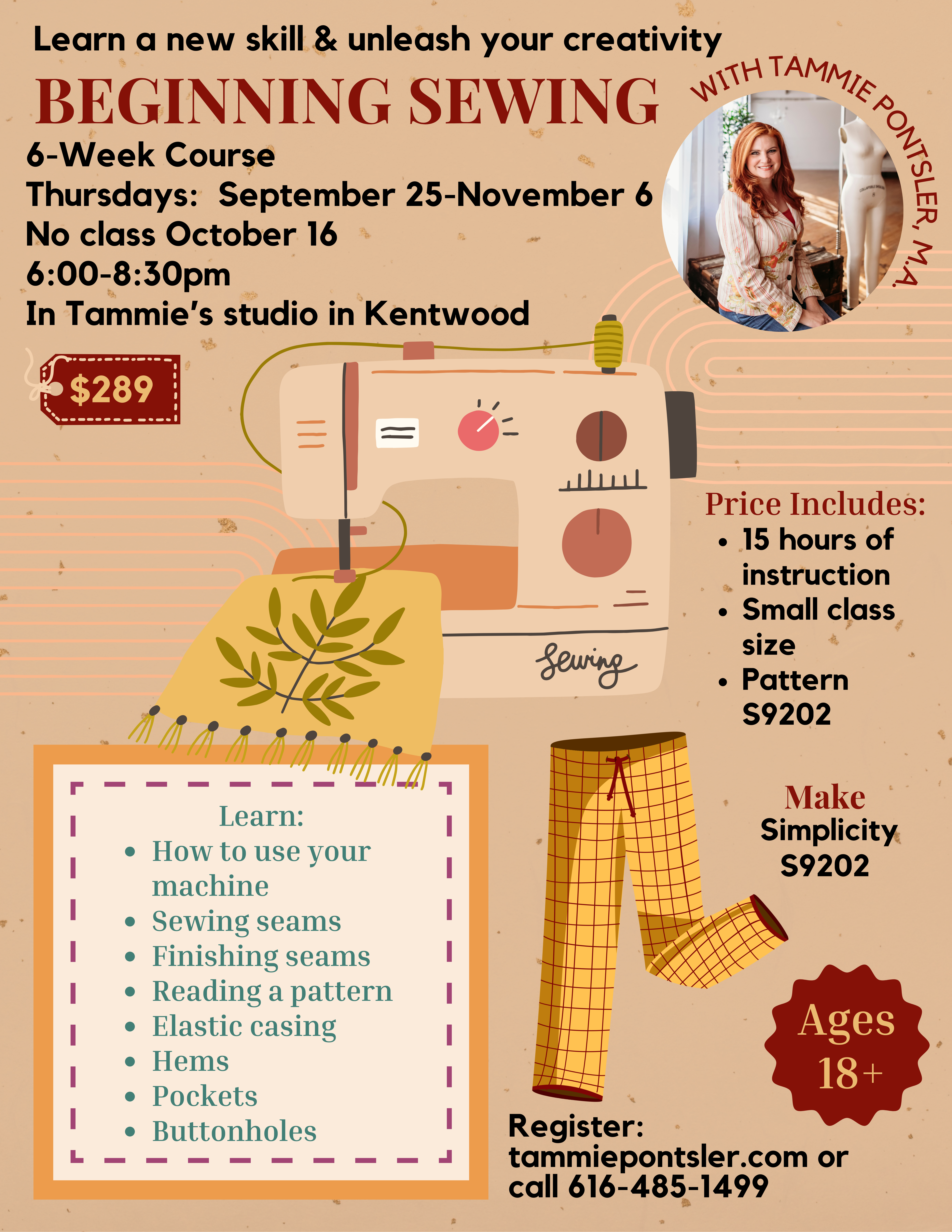 Beginning Sewing September 25-November 6