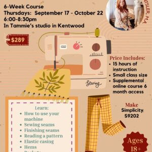 Beginning Sewing September 17- October 22, 2026